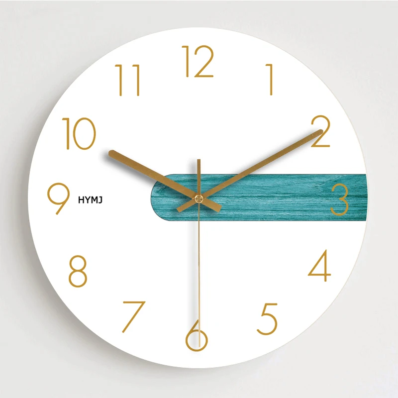 Round Fashion Clock Wall Wooden Living Room Creative Needle Watches Bedroom Home Decor Wall Clock