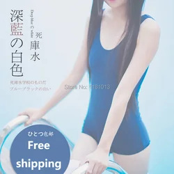 lolita anime cosplay school swimsuit Dark blue & White color sukumizu swimwear For cute japanese Swimsuits