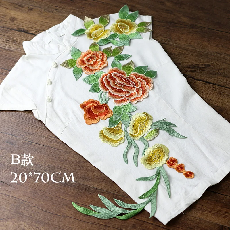 AHYONNIEX Brand High Quality China Style Big computerized embroidery hand stitching type Flower Patches for Clothing DIY