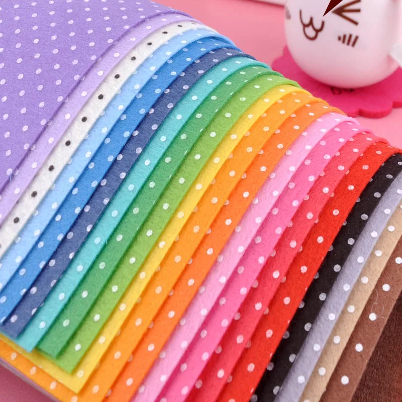 Felt Fabric Polka Dot Printed 20 MIX COLORs multi Polyester DIY non-woven 29x29cm Decoration ONLY Good quality