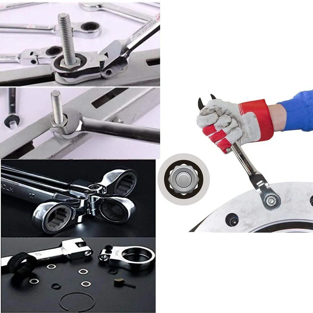 Imagem -05 - Flexible Ratchet Action Wrench Spanner Nut Tool Head Metric Spanner Open End And Ring Wrenches Tamanho da Ferramenta Mm13 mm