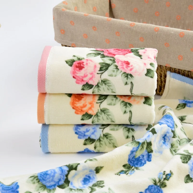 Pretty Peony Floral Bathroom Face Towel 100%cotton Soft Water Beach Towel 34*76cm Home Textile