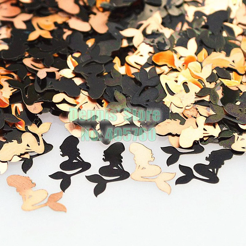 

Wholesale 800pcs/pack Classical Role Mermaid Black Brone Metallic Sequins Nail Art Sticker Slice Cell Phone Decoration TG#