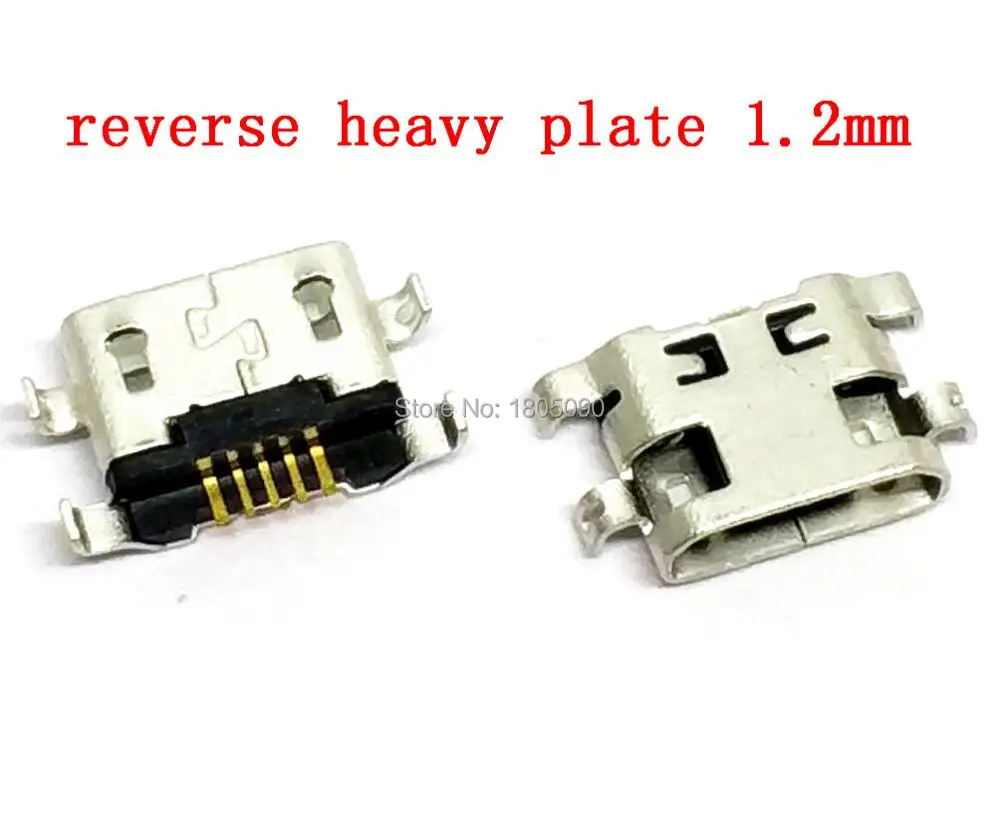 100szt Złącze Micro USB 5pin odwrotne ciężkie płytki 1.2mm Płaskie usta bez zwijania się boczne żeńskie Dla HUAWEI G7 Lenovo Mini USB