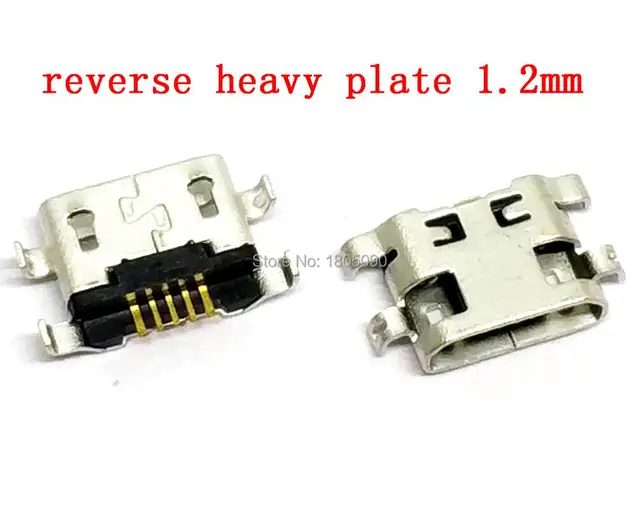 100szt Złącze Micro USB 5pin odwrotne ciężkie płytki 1.2mm Płaskie usta bez zwijania się boczne żeńskie Dla HUAWEI G7 Lenovo Mini USB