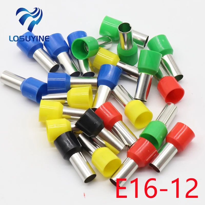 E16-12 Tube insulating Insulated terminals 16MM2 Cable Wire Connector Insulating Crimp Terminal 100PCS/Pack Connector E-