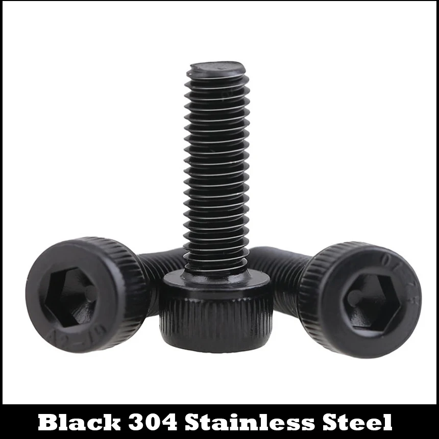 Tornillo hexagonal interno de acero inoxidable 304, tornillos de cabeza Allen, M3, M3, M3 x 20, M3 x 25, M3 x 30, M3x30, DIN912, negro