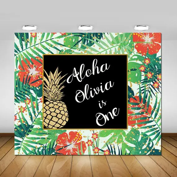 custom Pineapple Flower Leaves Flamingo Birthday Baby Shower backdrop   Computer print party background