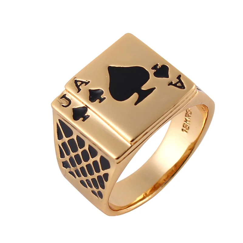 Size 7-12 Chunky Black Ace Of Spades Ring Man Classic Cool Men\'s Jewelry Fashion Gifts