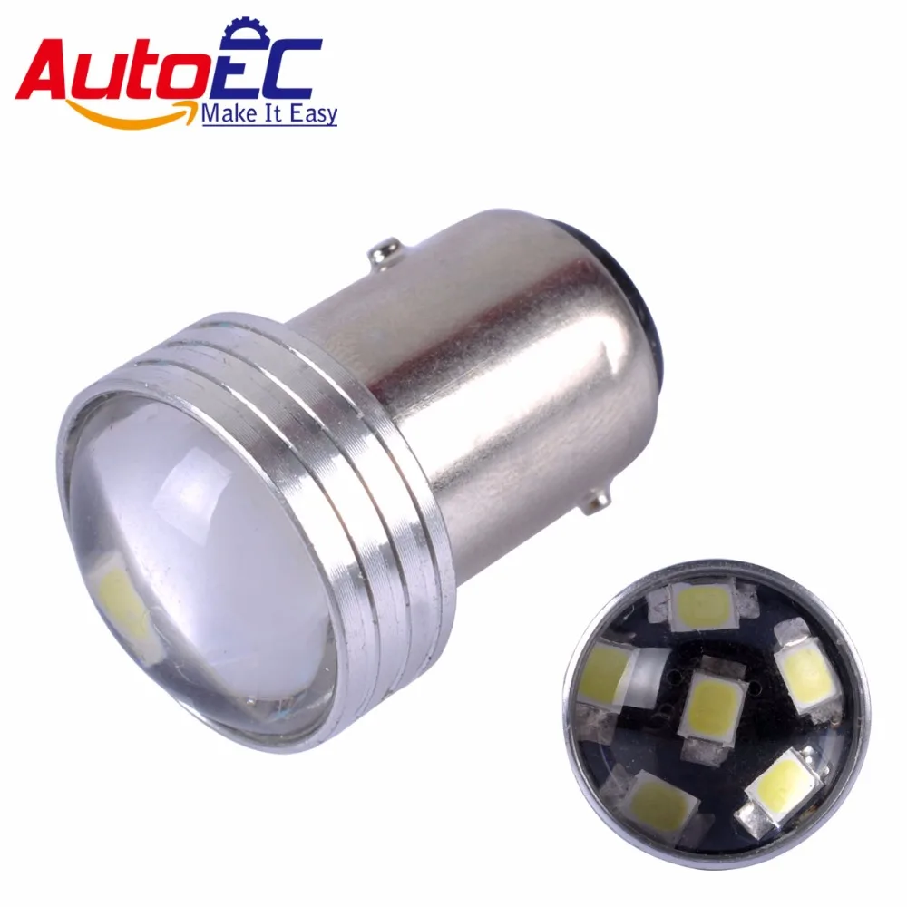 

AutoEC 100 X S25 BA15S BAY15D P21W P21/5W 1156 1157 lens 2835 6 smd led Car Turn Signal Light 12V white #LF39