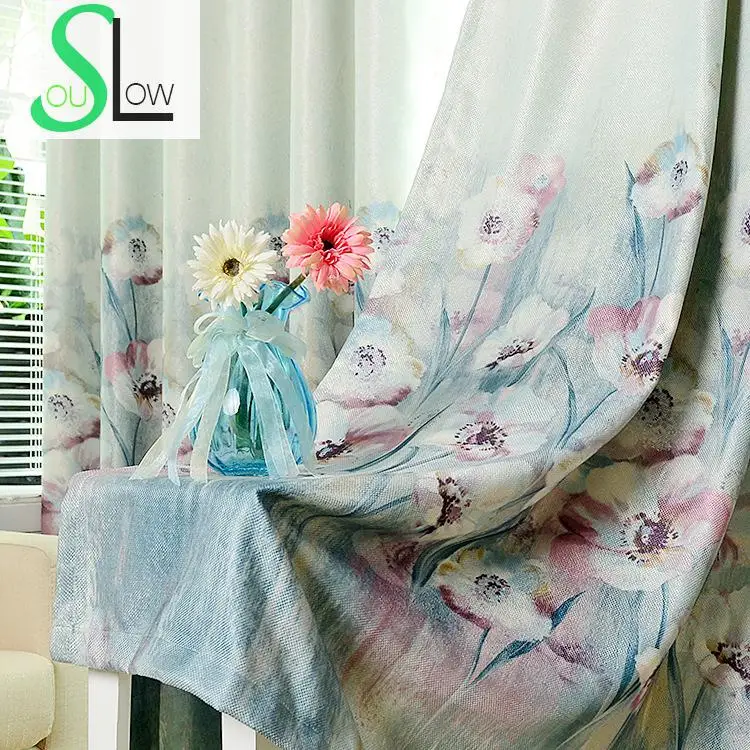 Floral Printed Curtains European Style Blackout Chinese Window Curtain for Bedroom Cortinas Tende Per Soggiorno Rideaux CL-101