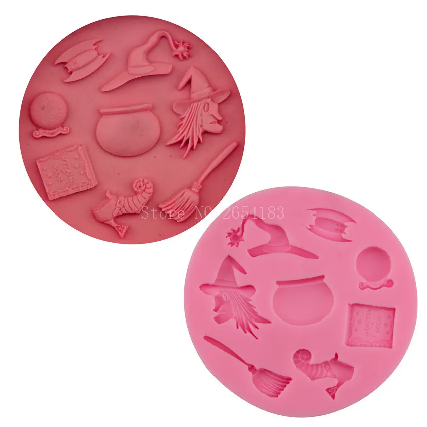 

DIY Cartoon Halloween Pumpkin Witch Silicone Cake Mold Fondant 3D Cupcake Jelly Candy Chocolate Decoration Baking Tool FQ1837