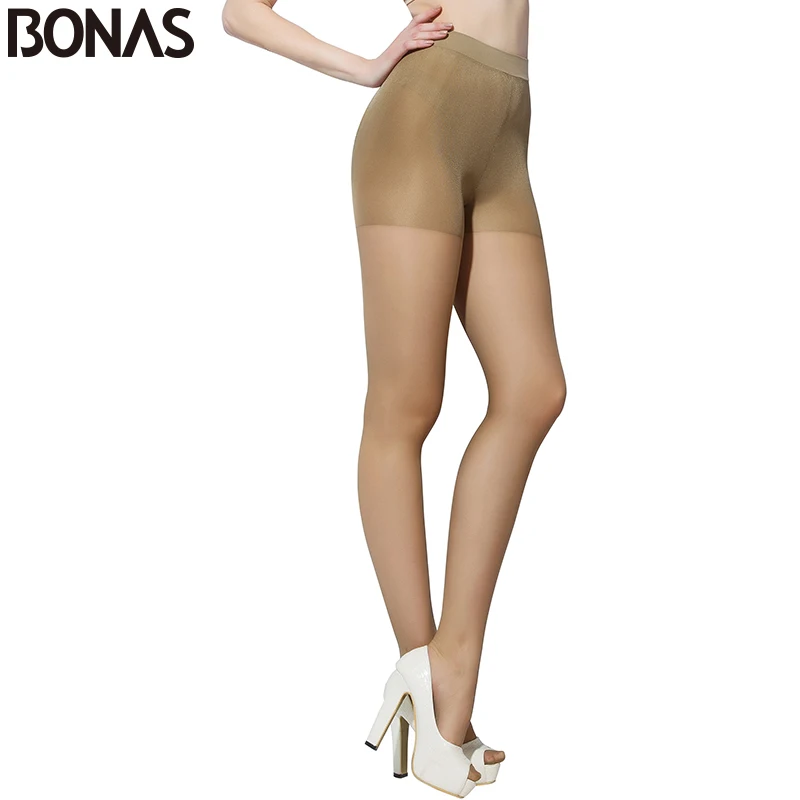 BONAS 30D Cheap Tights Women Fashion Slim Brown Sexy Nylons Pantyhose Seamless Solid Color Designer Lolita Elasticity Pantyhose