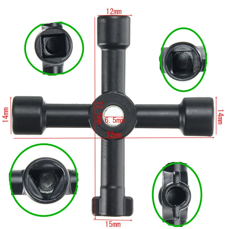 Universal Cross Key 4 In 1  Multi-function Triangle Key Plumber Keys Triangle For Gas Electric Meter Cabinets Bleed Radiators