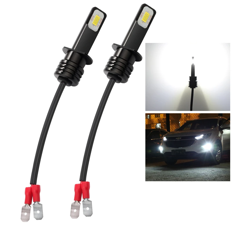 

Katur 2pcs Super Bright Canbus H1 LED Bulbs Led Driving Running Lights Fog Light Auto Lamp LED 6000K White High Power 3570 CSP