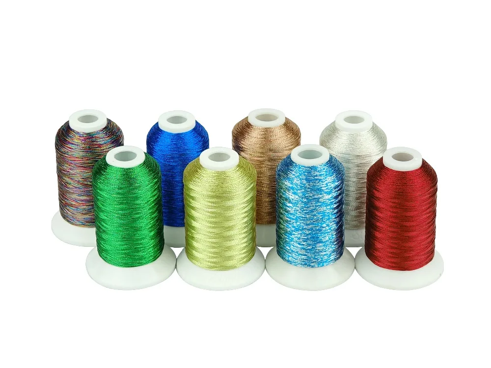 Simthread Metallic Embroidery Machine Thread 550 Yards/Cone, 8 Colors for Christmas