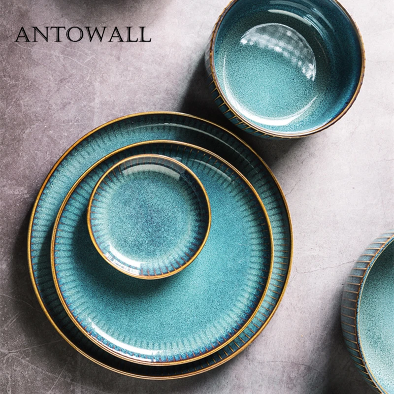 ANTOWALL European Household ceramic tableware set good looking dish plate bowl star light series Chinese dishware set