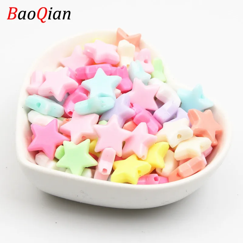 DIY Star Shape Plastic Beads Candy Color Acrylic Beads Jewelry making Children Necklace Accessories 50Pcs/Lot