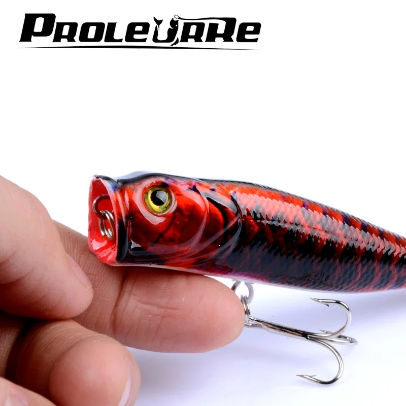 

1Pcs Popper 9cm 14.5g Fishing Lure Wobbler Hard Bait Treble Hooks Carp Fishing Fly Fishing Lures Pesca Fishing Tackle YR-427