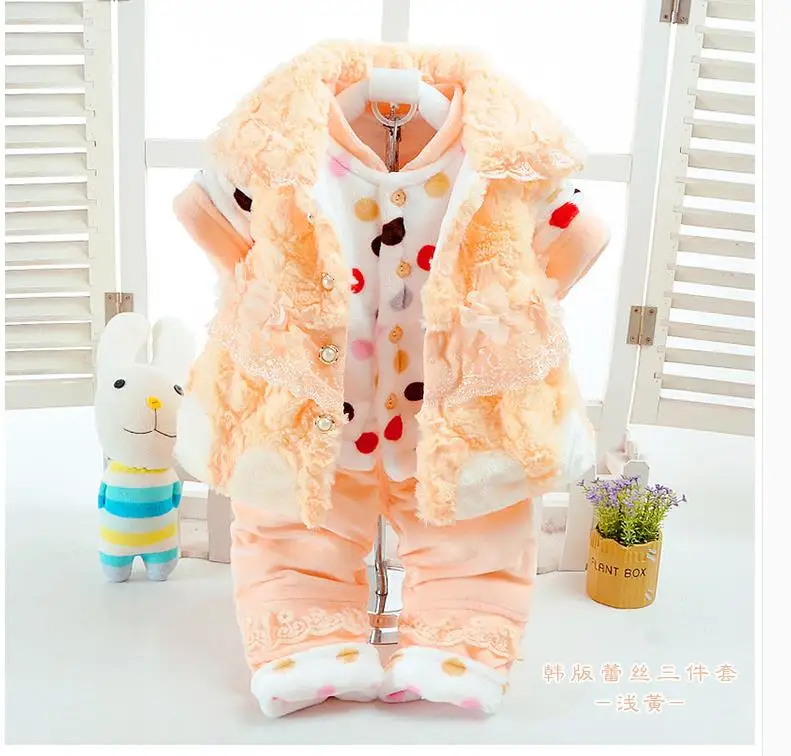 Baby girl lovely cotton-padded jacket suits 5