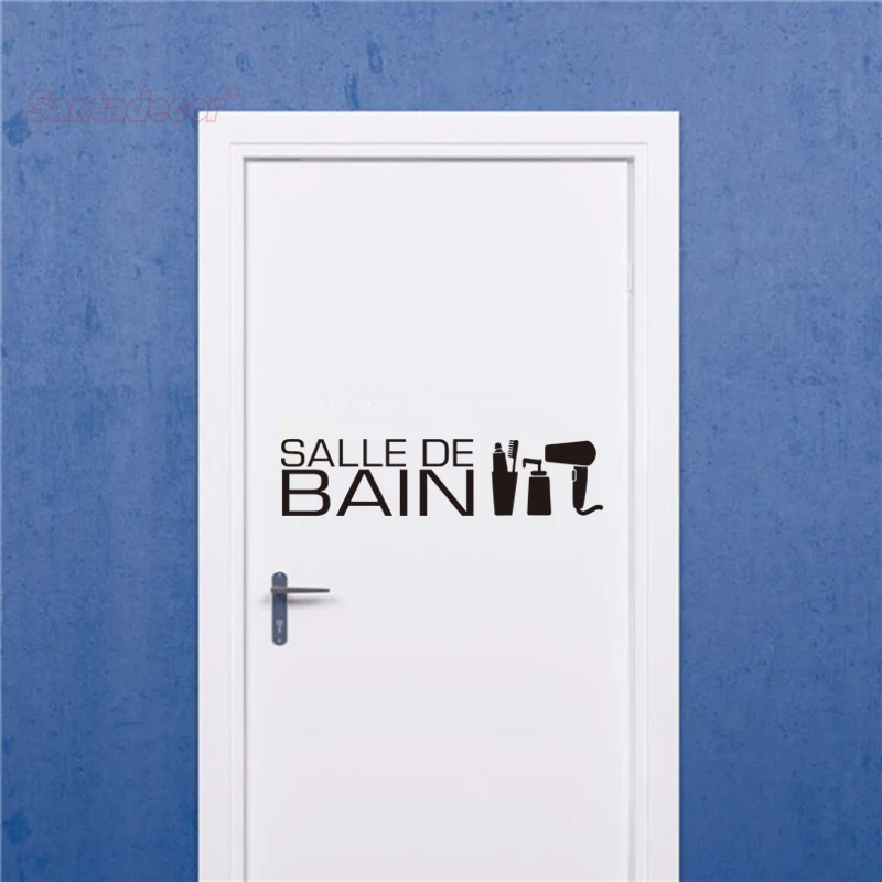 Stickers Design Salle-de-bain Vinyl Wall Decal Door Sign Home Decor Poster 14 cm x 58 cm / 18 cm x 75 cm