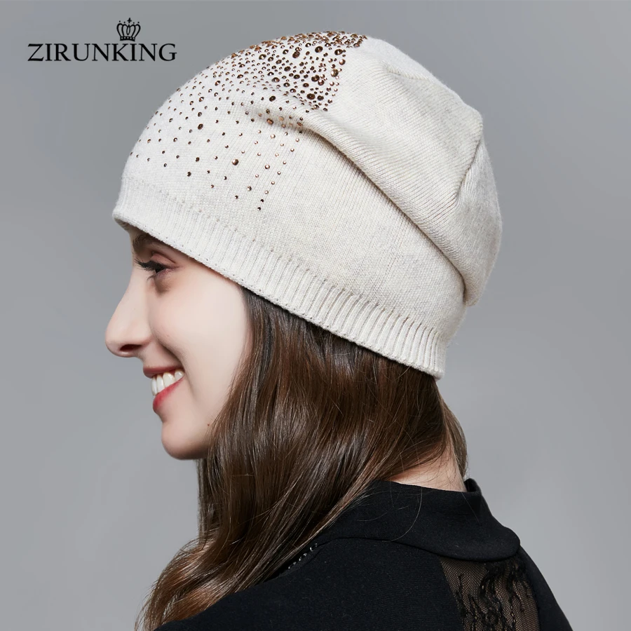 ZIRUNKING New Women Knitting Hat Fashion Female Autumn Warm Caps Casual Luxury High Quality Hot salefor Women  ZH1716