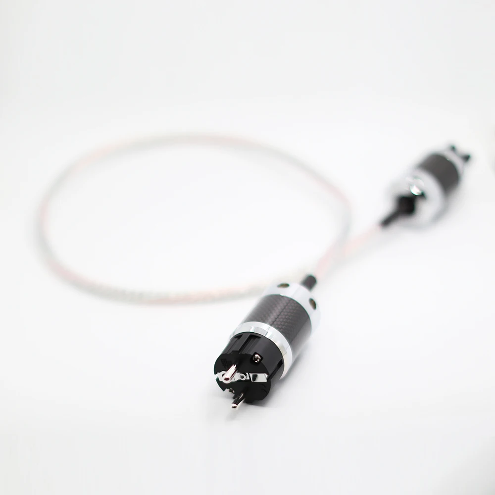 

Hifi Audio power cable EU Rhodium Plated Carbon Fiber power plug cable