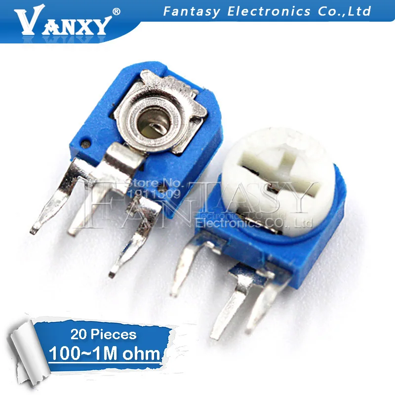 20pcs RM063 RM-063 100 200 500 1K 2K 5K 10K 20K 50K 100K 200K 500K 1M ohm Trimpot Trimmer Potentiometer ตัวต้านทานตัวแปร