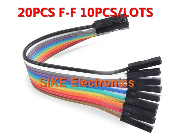 new 10pcs in Row Dupont Cable 20cm 2.54mm 1pin 1p-1p Female to Female Jumper Wire for Arduino Wholesale