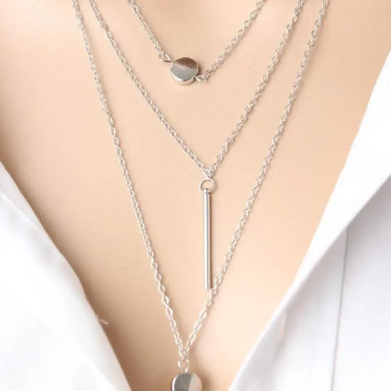 New Fashion Holiday Seaside Resort Beach Crystal Jewelry Ecg Triangle Water Drop Multilayer Leaves Star Moon Chains Necklace