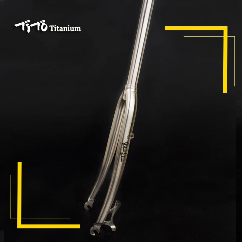 TiTo Gr.9 Titanium alloy road bike front fork 700C disc brake Bicycle Fork break wind Titanium fork tarped shape tube