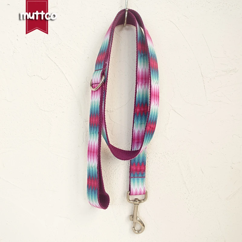 MUTTCO retailing self-design handmade leash the PURPLE PEACOCK stripe wear comfortable dog collars and leashes 5 sizes UDL009