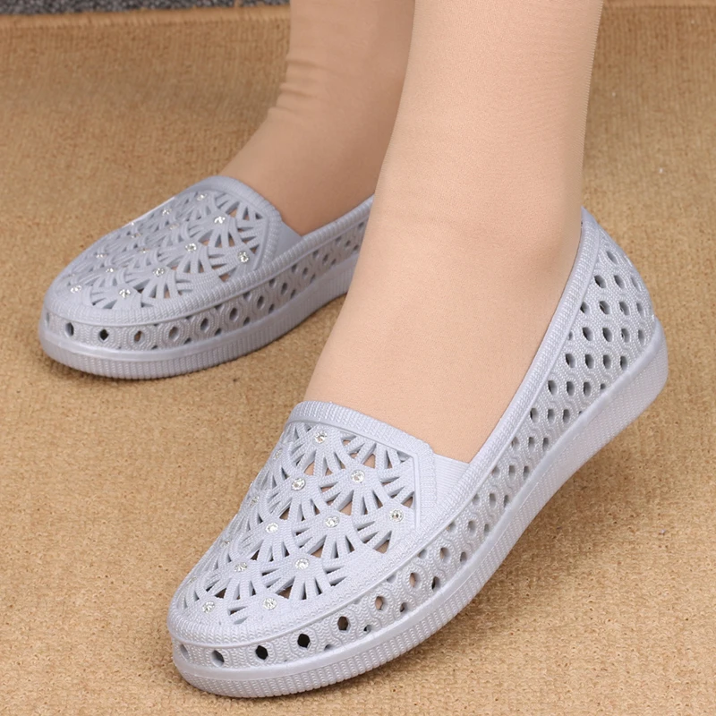 Cresfimix sapatos femininas women fashion comfortable breathable summer shoes lady cute spring slip on jelly flat shoes a2040