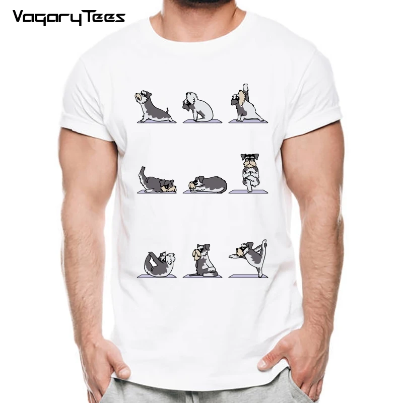 Summer High Quality Animal Dogs Fitness T-Shirt Men's Hipster Streetwear Tops Tee Shirts Miniature Schnauzer Workout T Shirt