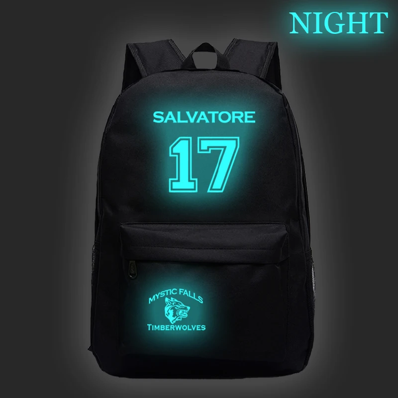 Hot Sale The Vampire Diaries Luminous Backpack Students Boys Girls School Bags Fashion New PatternThe Vampire Diaries Schoolbag