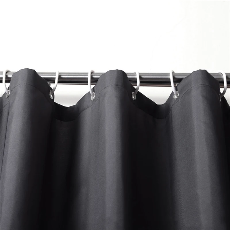 Modern Gray Shower Curtains Waterproof Fabric Solid Color Bath Curtains for Bathroom Bathtub Large Wide Bathing Cover with Hooks