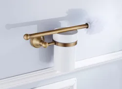 Impeu Bathroom Accessories Toilet Brush with Holder, Anituqe Brass, Hotel Minimalist Collection, Wall Mounted for Space Saving