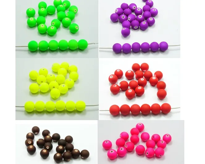 200 Mixed Matte Fluorescent Neon Beads Acrylic Round Beads 8mm(0.32\