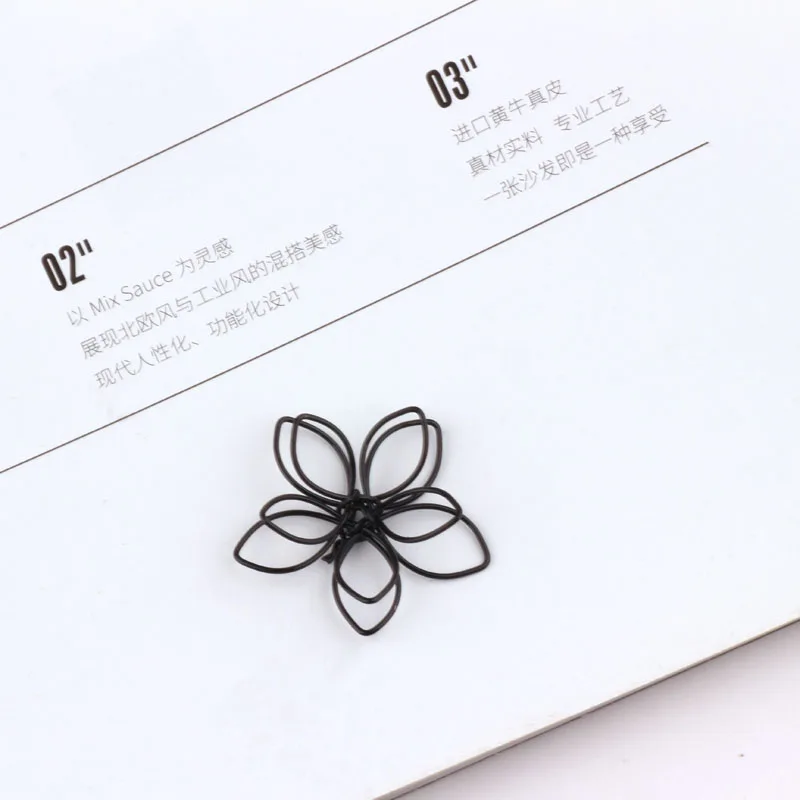 50pcs/lot Black color wire flower Charms handmade flower Pendants For DIY Earring Jewelry Making Finding Earrings Accessories