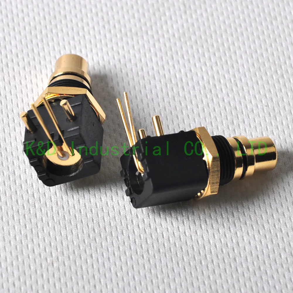 1pair Gold Plate RCA Audio Plug PCB Mount Jack Male Solder Locking Grade Connector