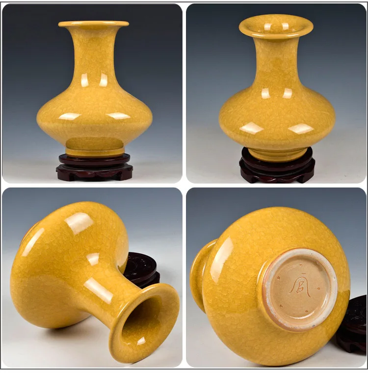 Jingdezhen ceramic vase kiln crack glaze open piece of jun porcelain flat bottles Ceramic furnishing articles