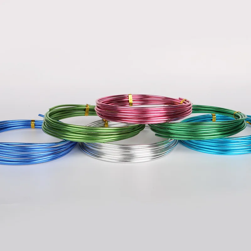 New Arrvial 1.5mm 5m 15 gauge Multicolor Round Aluminum Wire Soft Metal Floristry Wire For DIY Jewelry Findings & Craft Making