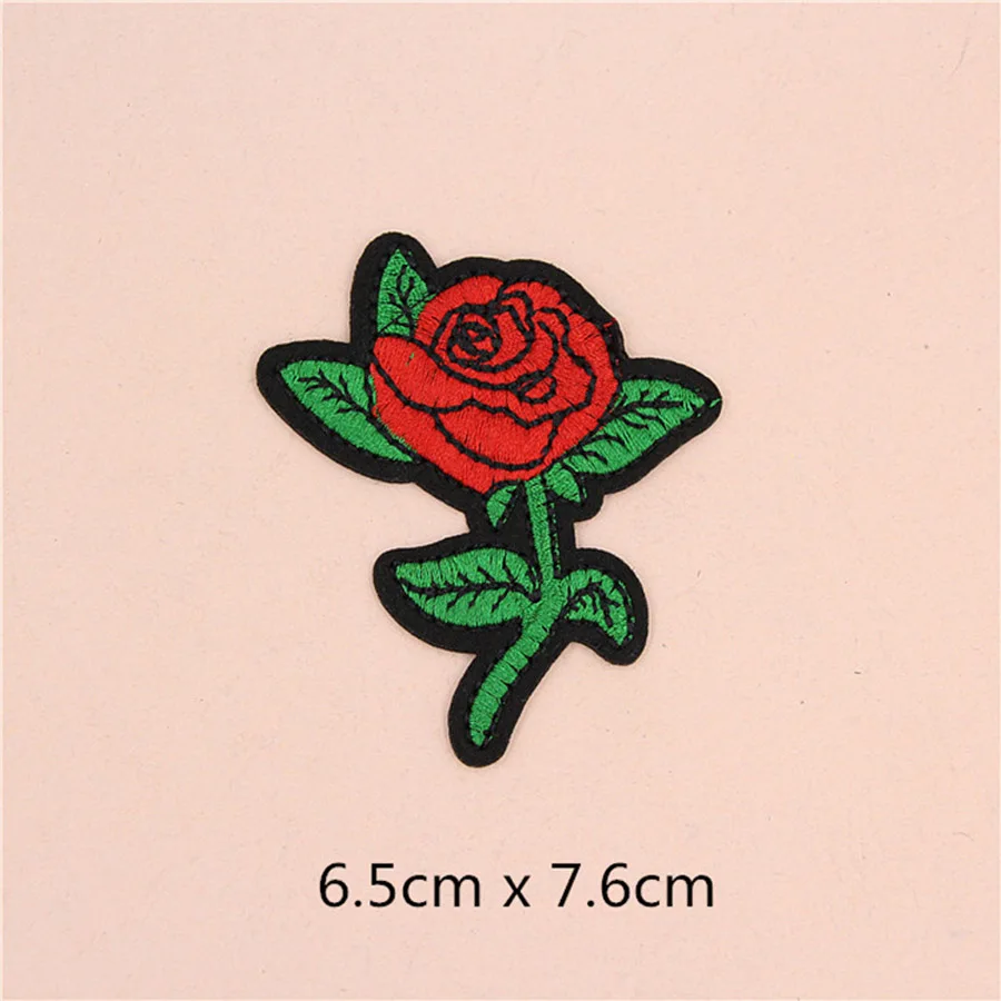 1X tessuto ricamato fiore rosa Patch vestiti adesivi borsa cucire ferro su Applique abbigliamento fai da te cucito accessori di abbigliamento BU114