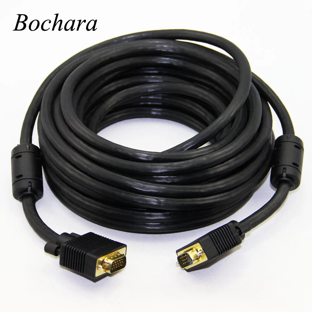 Bochara Gold Plated VGA Cable Male to Male 3+6 HD Fully Wired 15PIN For LCD PROJECTOR PC Laptop Monitor 1.5m 3m 5m 10m 20m