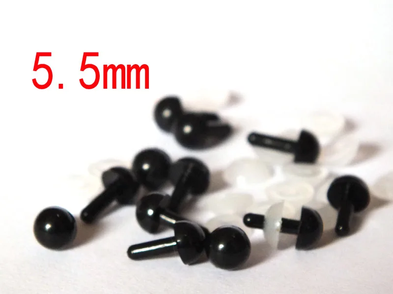 5.5mm Black Plastic Safety Eyes for Teddy Bear Doll Animal Puppet Crafts--100pcs