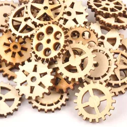 50Pcs 24 millimetri Ruota Dentata Forma Per Fatti A Mano Naturale di Legno Non Finiti FAI DA TE Artigianato In Legno di Fette di Ornamento Scrapbooking Complementi Arredo Casa m1683