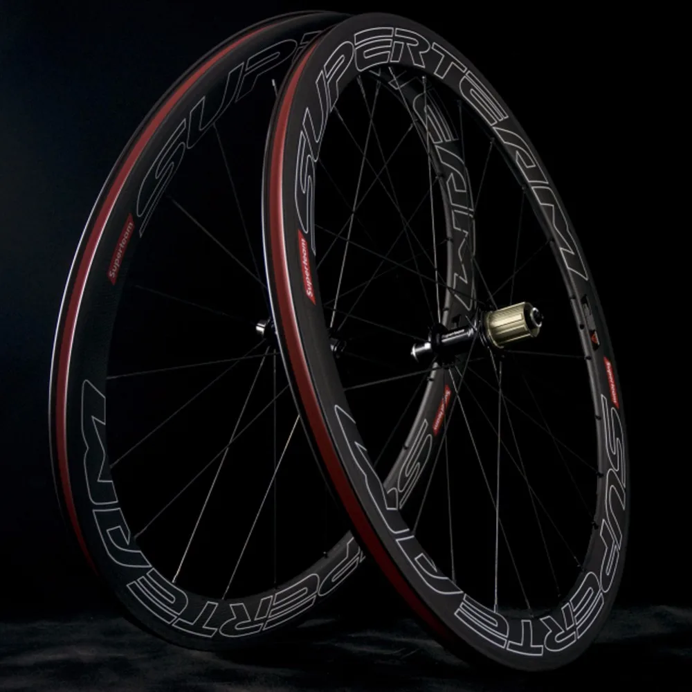 

SUPERTEAM 700C Full Carbon Fiber Cycling Wheels Carbon Road Bike Wheelset Clincher 50mm Carbon Wheel With Sapim Spokes