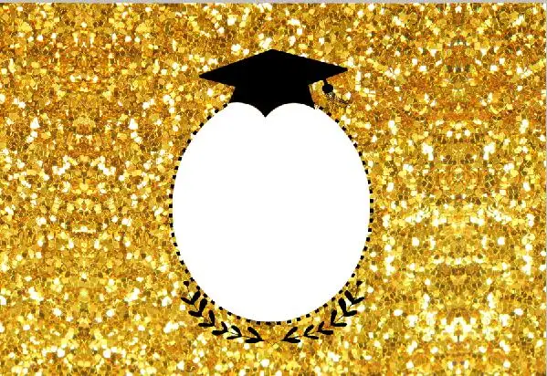 7x5FT Gold Glitter Sequins Graduation Hat Mirror Class 2018 Custom Photo Studio Backdrop Background Vinyl 220cm x 150cm