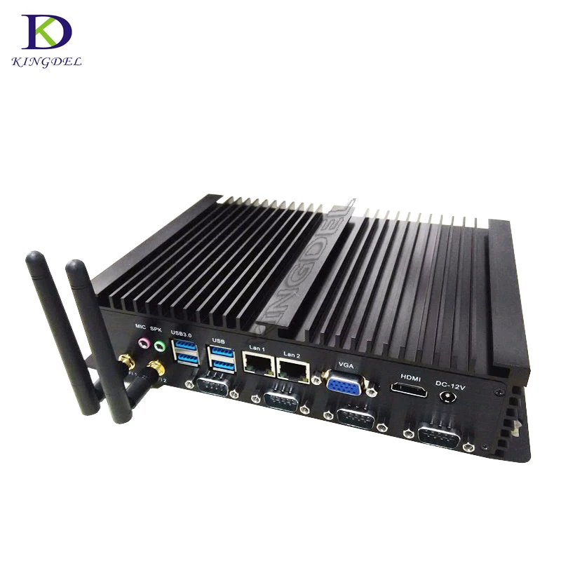 Fanless HTPC Mini PC 4 COM RS232  Intel Celeron 1037U  Mini Industrial Computer Dual LAN Desktop PC USB3.0 HDMI VGA TV BOX