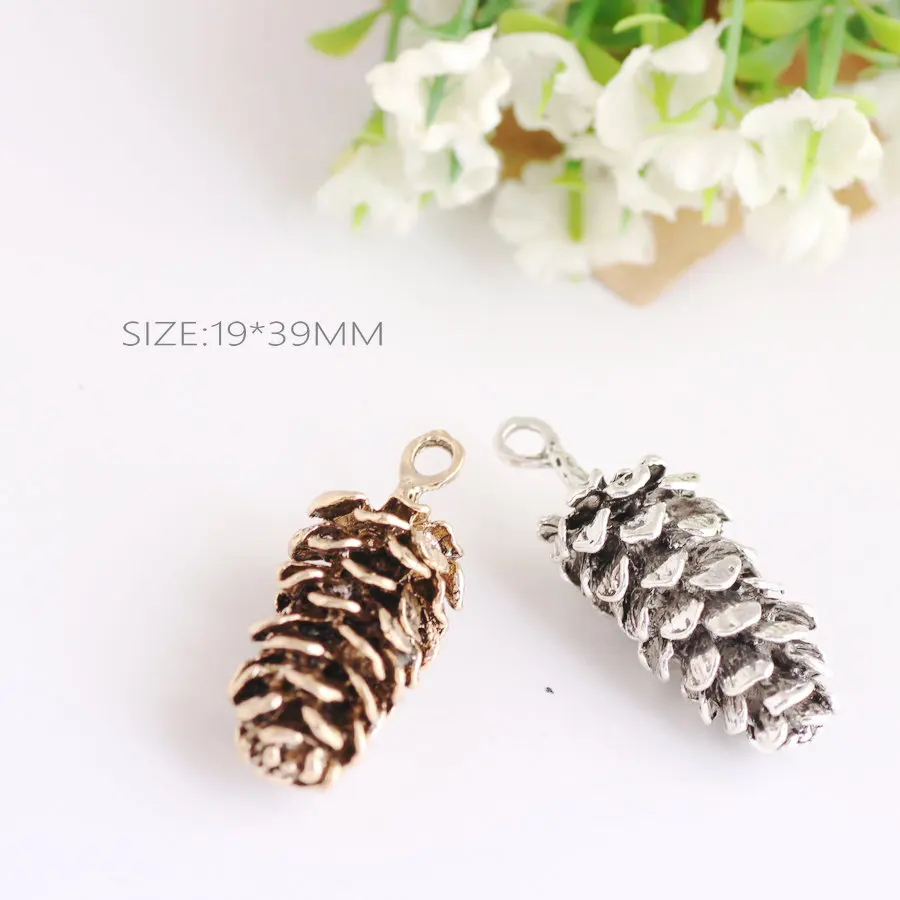 

Free Shipping 20PCs Vintage Jewelry Pendant Charms Antique 3D Pine Cone Craft Fit Necklace Bracelet Keyring Ornaments 19*39mm